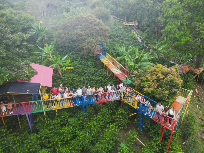 Puente de los Colores sobre el cafetal de la Finca La María, La Plata, Huila