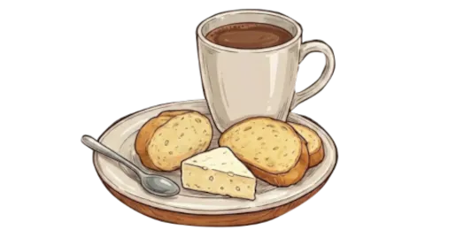 Chocolate con pan y queso