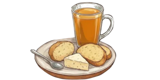 Aguapanela  con pan y queso